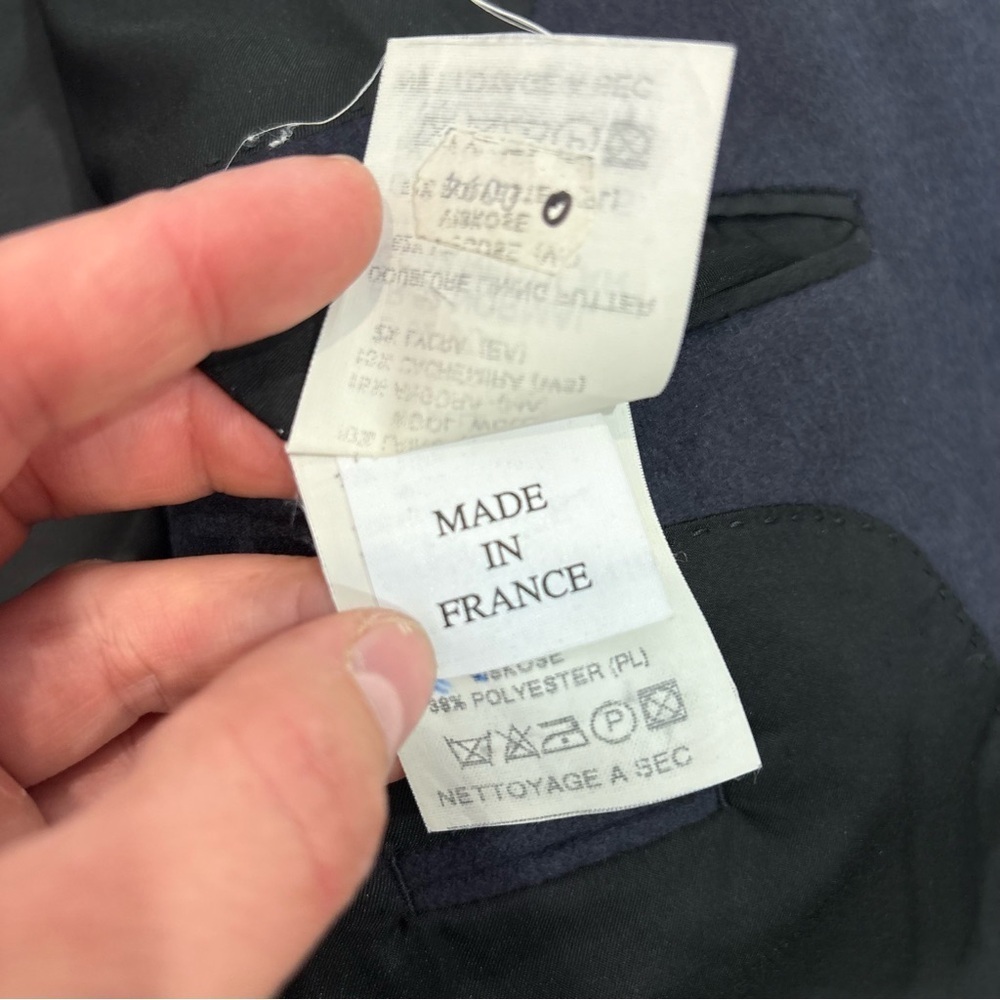 Bruno Saint Hilaire Vintage Mens Cashmere Navy Jacket Sport Coat France sz 52R - Picture 14 of 14